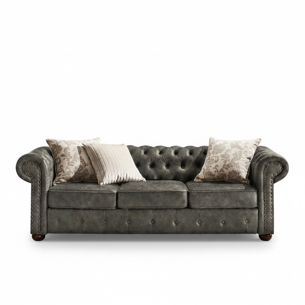 Chesterfield 3-seater classic luxury baroque rococo sofa textile leather couch new