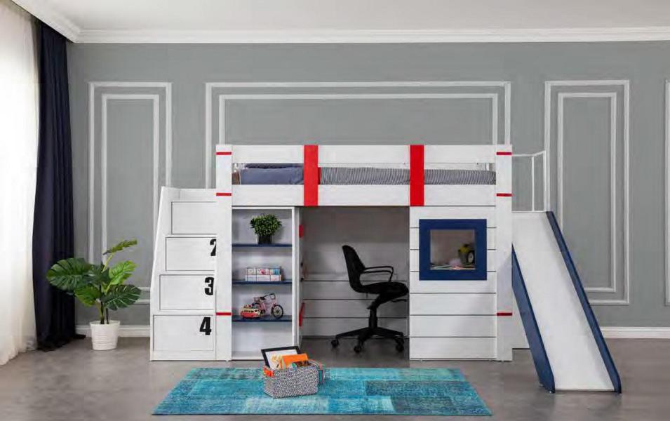 Bunk Bed Loft Bed Crib Wood Children Room Modern Furniture Slide Table New