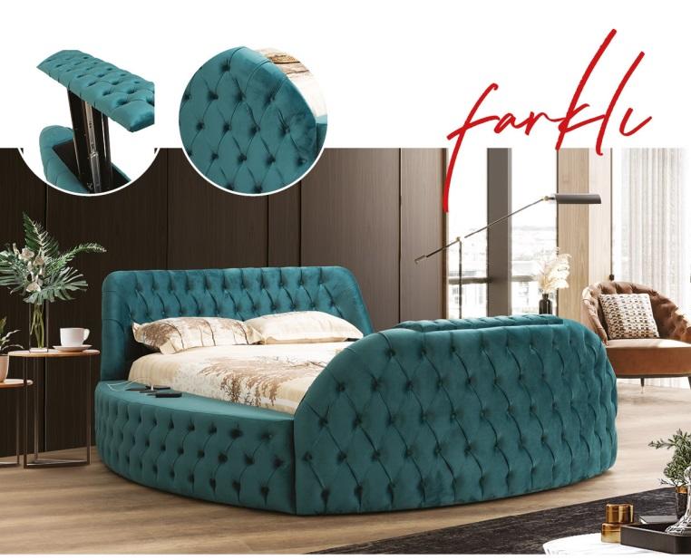 Multifunction bed shelf USB charging station double textile beds 180x200