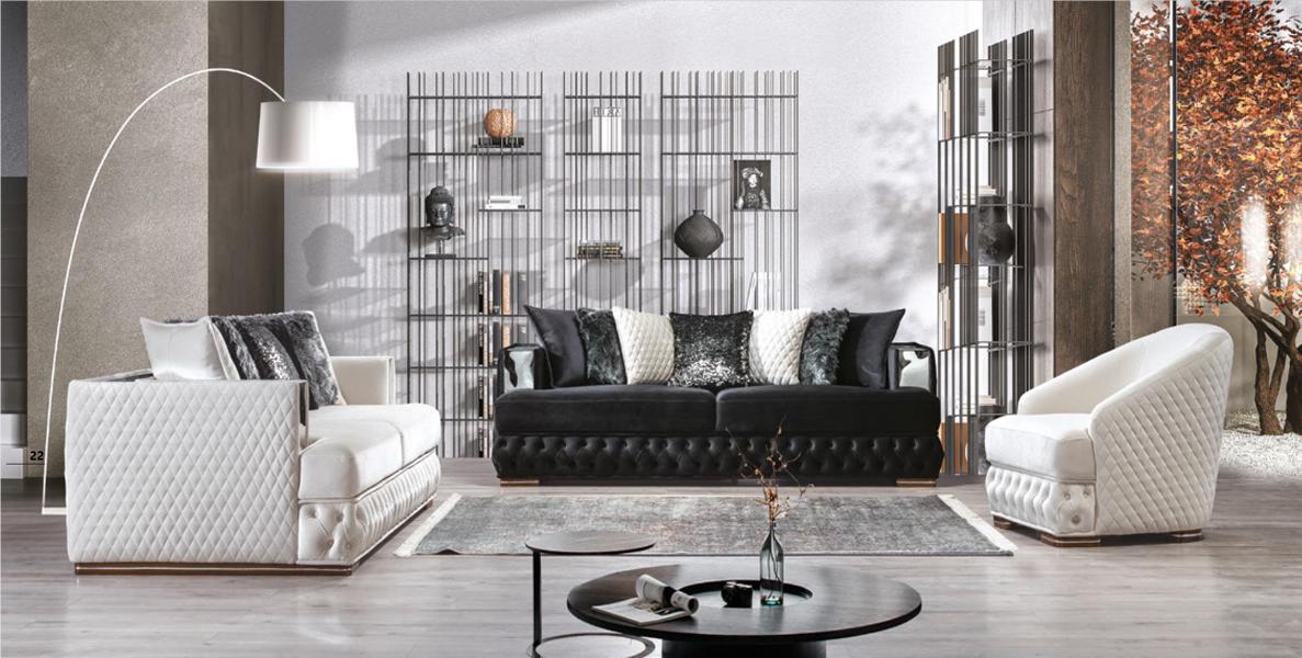 Sofa 3 Seater White Luxury Living Room Classic Italian Style