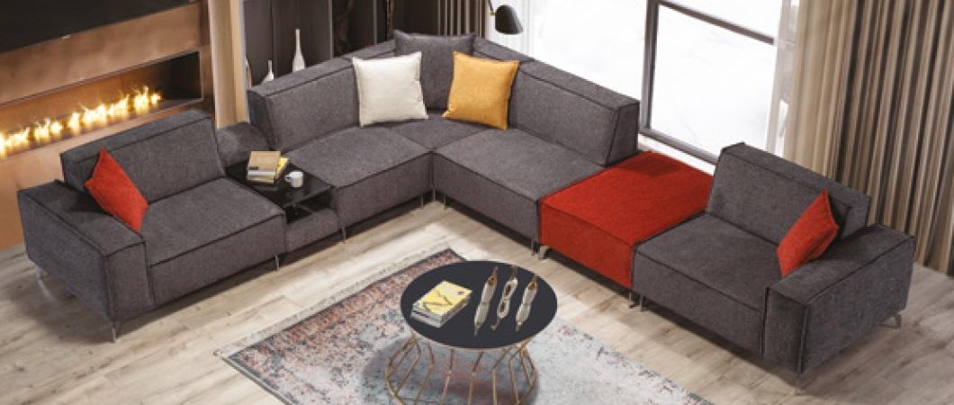 Corner Sofa Couch Living Landscape Gray Textile Couches Sofa Upholstery