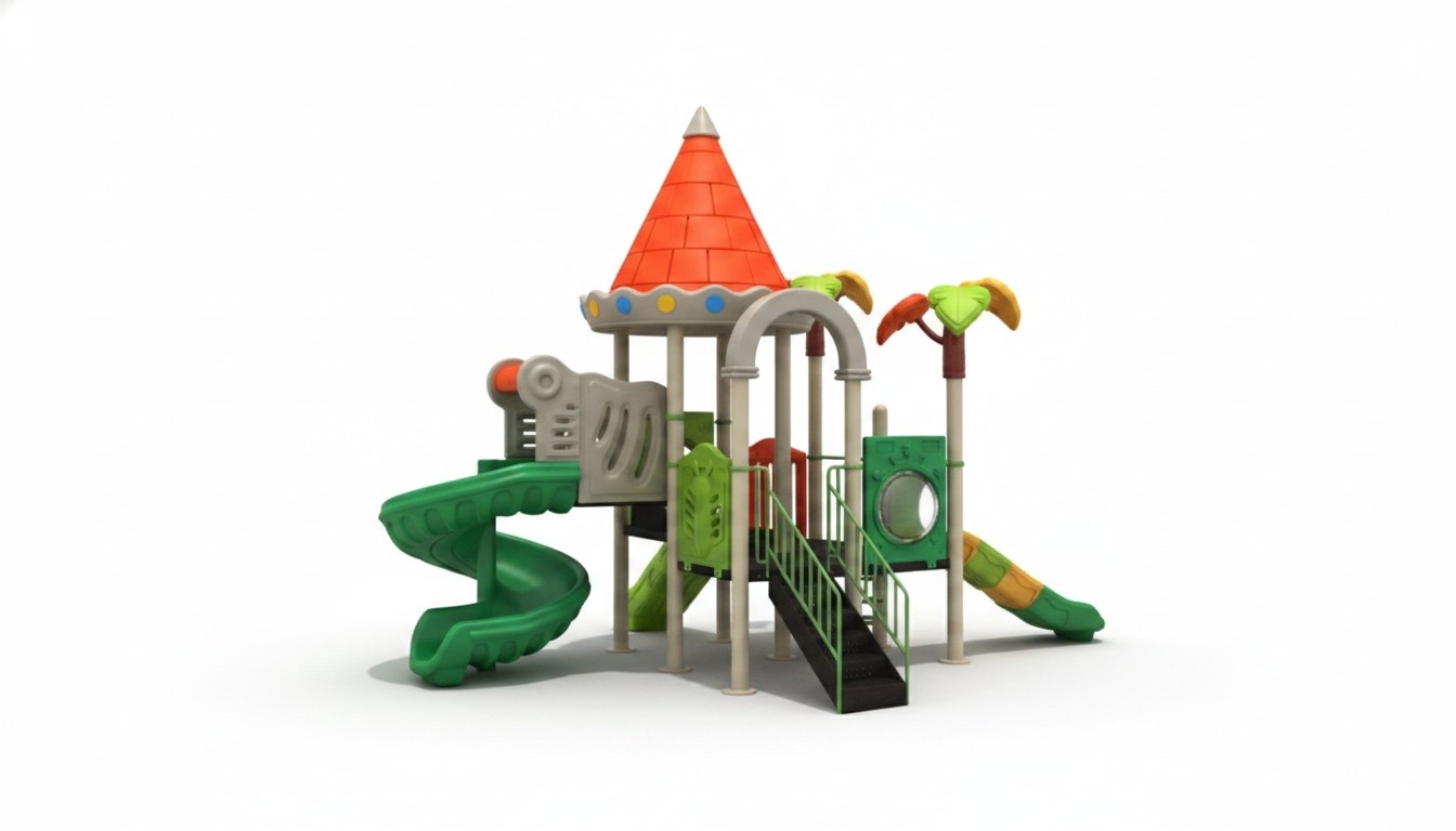 Children\'s playground Play tower with slides Tower plastic animals Playground