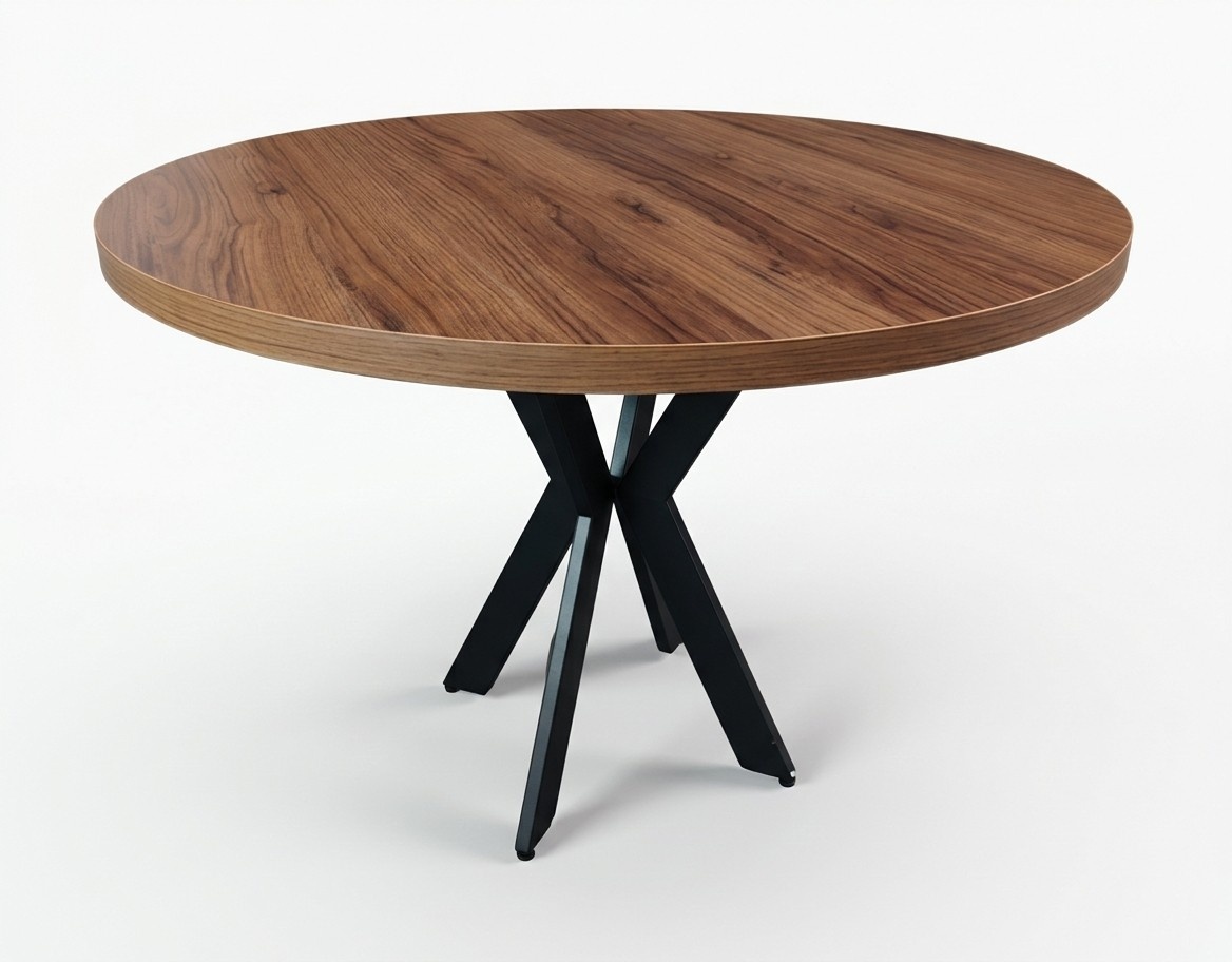 Kitchen table dining table round wooden industrial with metal legs