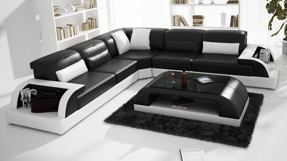 Leather sofa couch living landscape corner sofa corner set design modern sofa L6012B