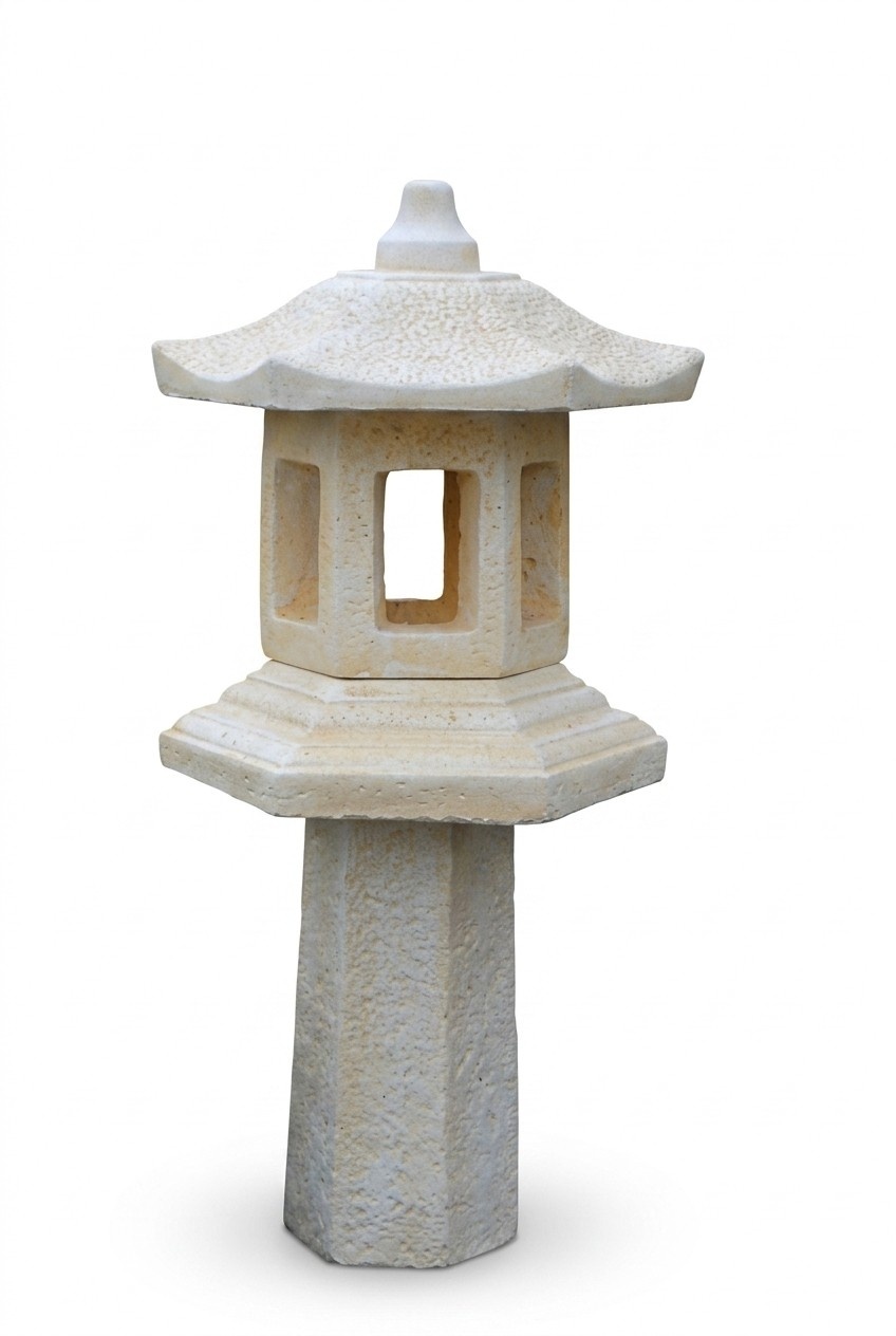 Outdoor/terrace decorative lamp sculpture made of weather-resistant cement 94cm