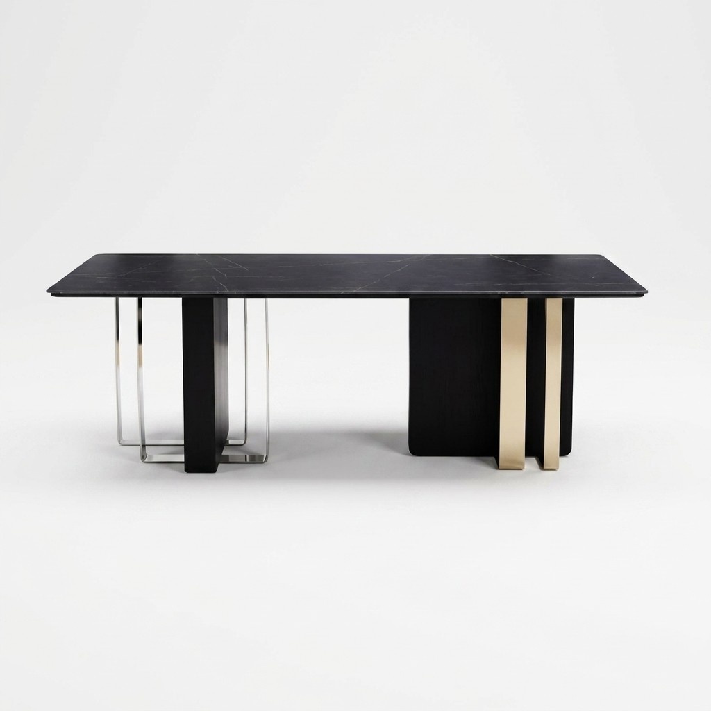 Large Black Dining Table Dining Room Furniture Wooden Table Table Stainless Steel