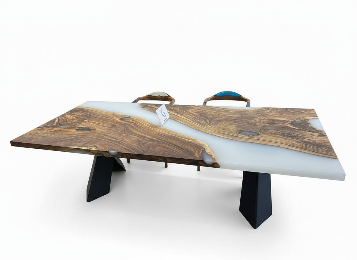 Large dining room table dining table epoxy resin kitchen table brown