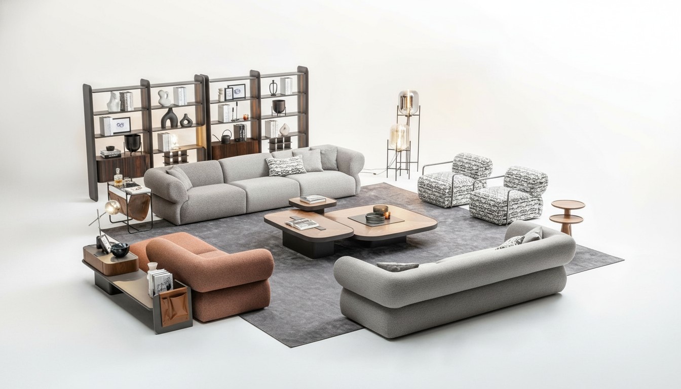 Large Sofa Set Living Room Couch Five-Seater Living Landscape Armchair