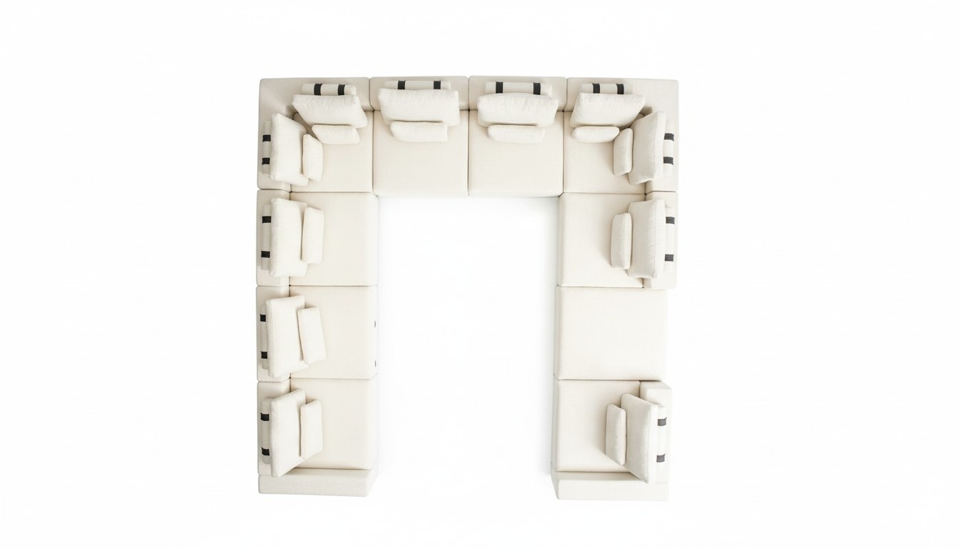 Large U-Shaped Upholstered Sofa Living Room Furniture Designer Couch