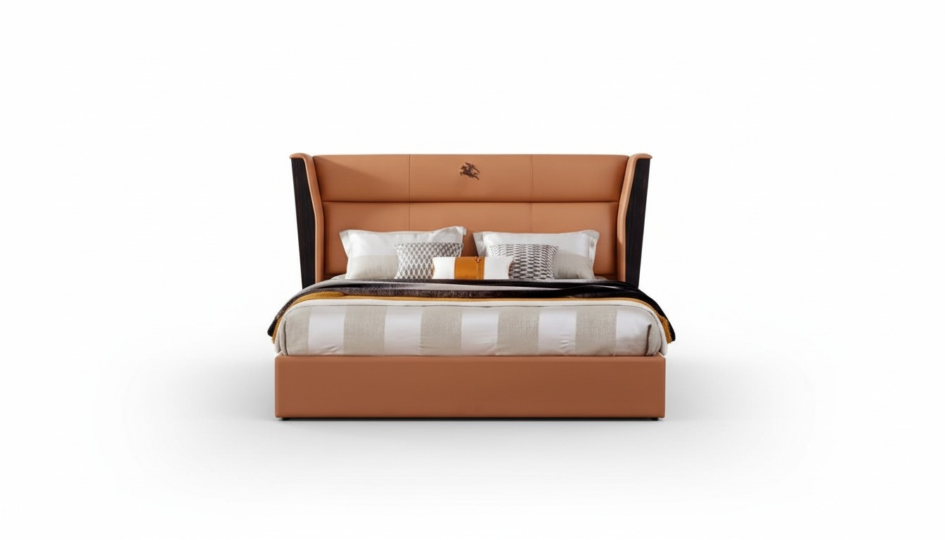 Leather bed bedroom furniture design group 3 pieces. Set 2x bedside tables beds New