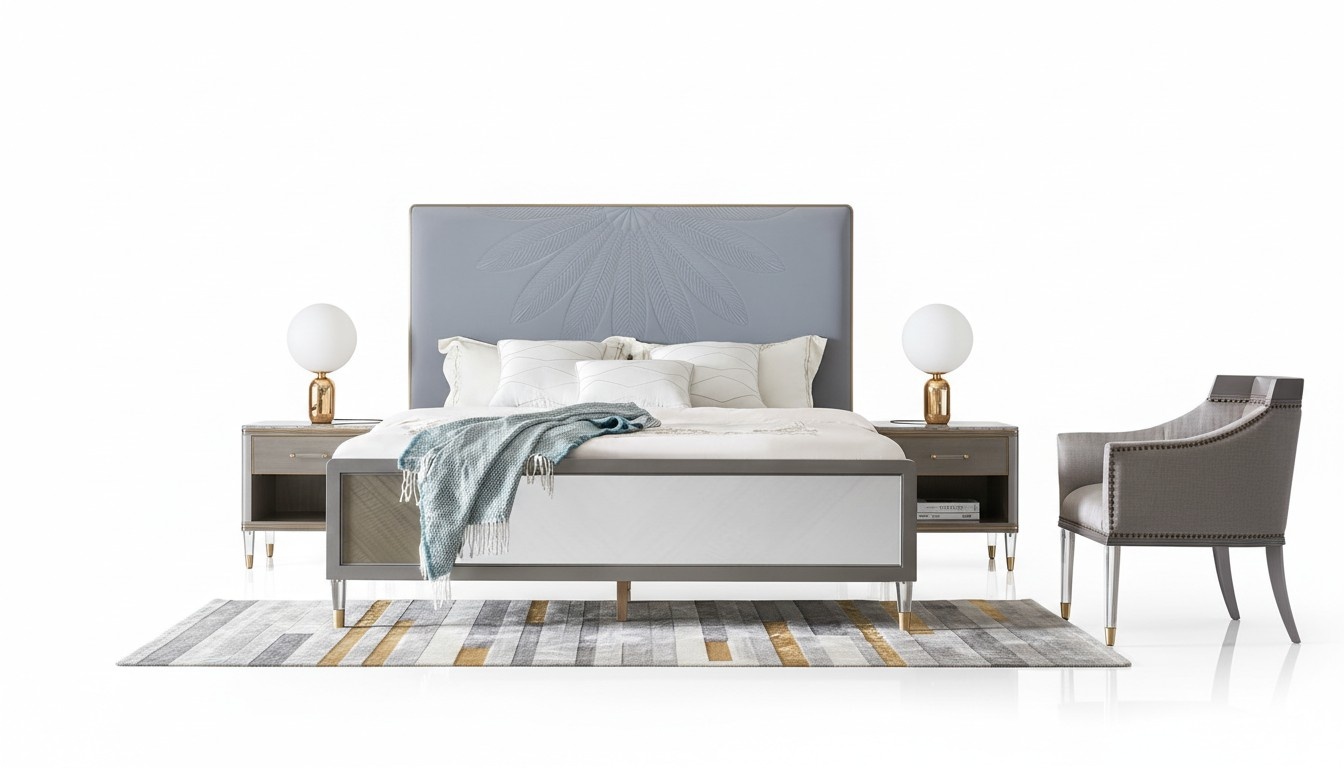 Leather Bed Double Grey 180x200 Beds Upholstery Luxury Double Bed Frame