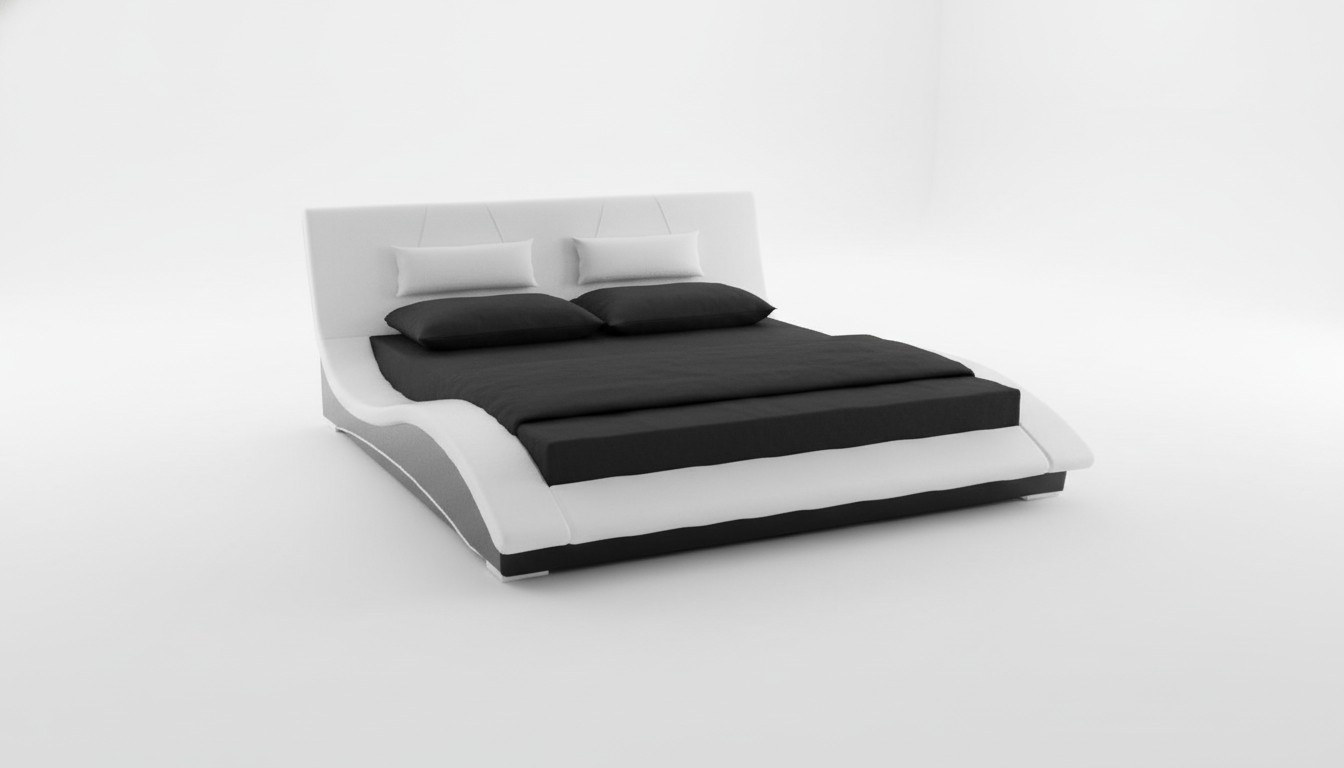 LEATHER UPHOLSTERED BED 140 160 180x200cm DESIGN Double Bed Beds Marriage Leather Upholstery