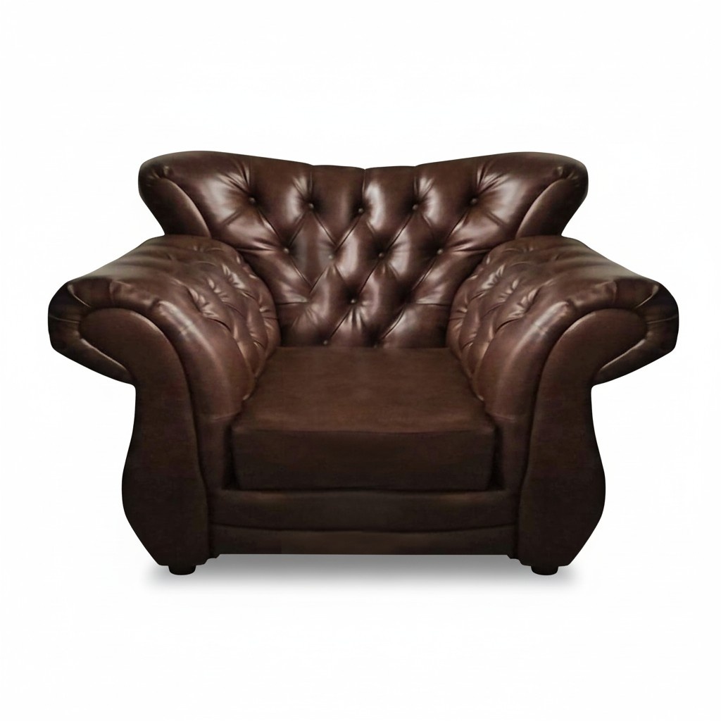 Leather luxury armchair living room upholstered furniture Chesterfield upholstered seat