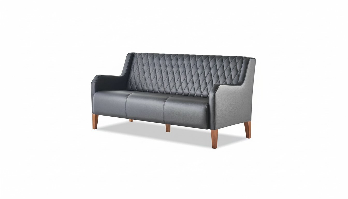 Leather Sofa 3-Seater Black Modern Furniture Leather Wood Three-Seater