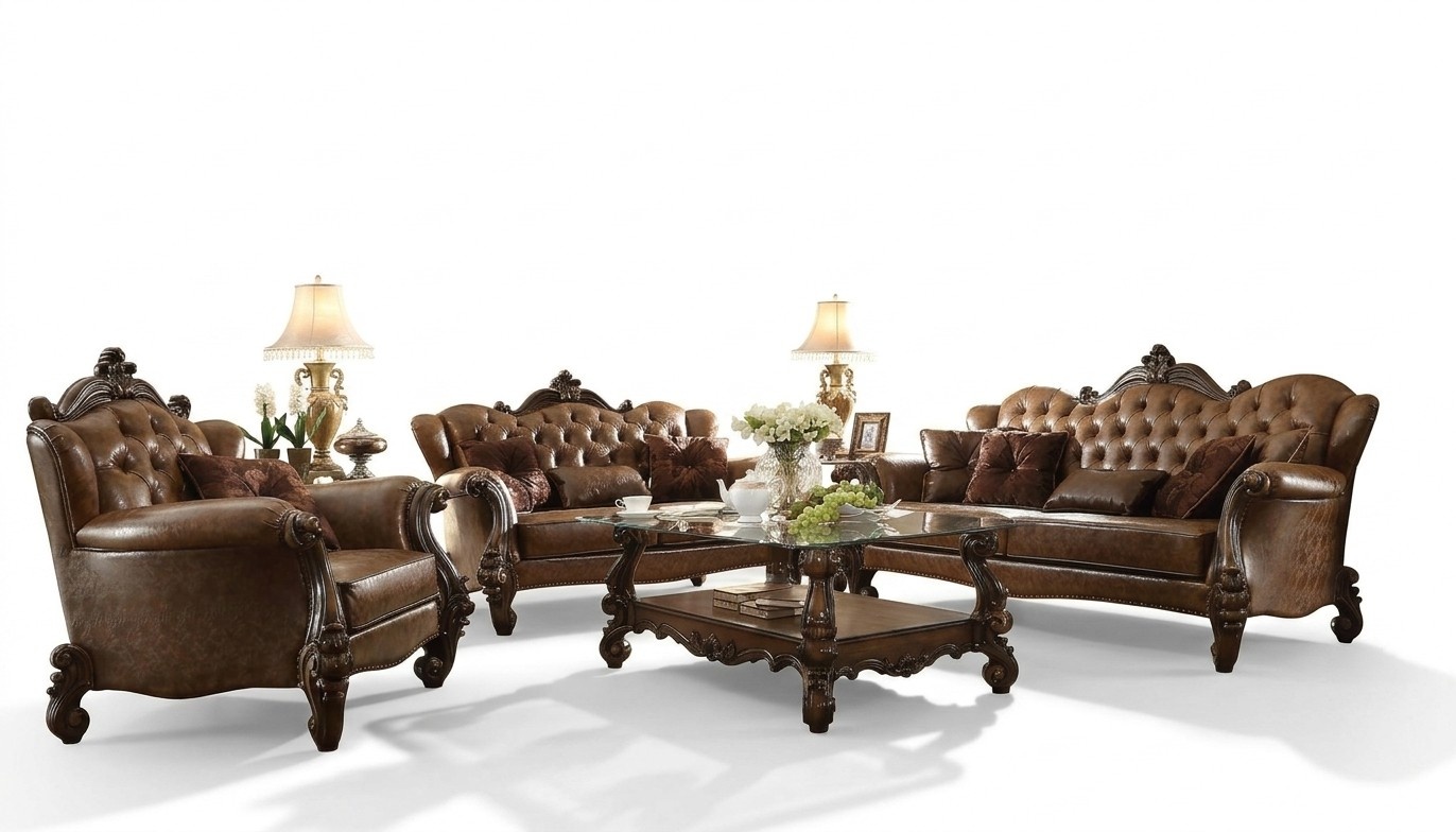 Leather Sofa Baroque Style Rococo Leather Sofa Couch Upholstery Seat 3 Seater Three Seater