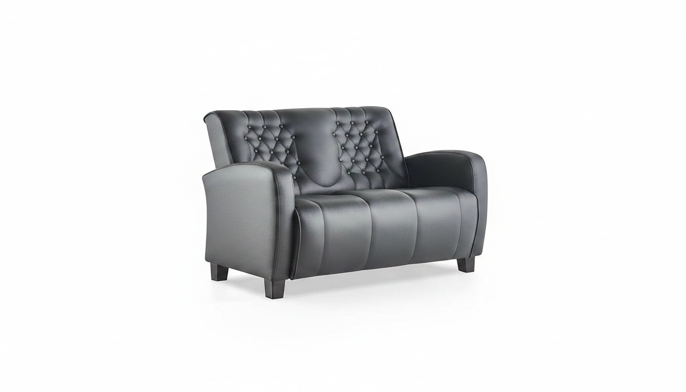 Ledesofa Chesterfield Couch 2-Seater Sofa Modern Two-Seater Leather Wood