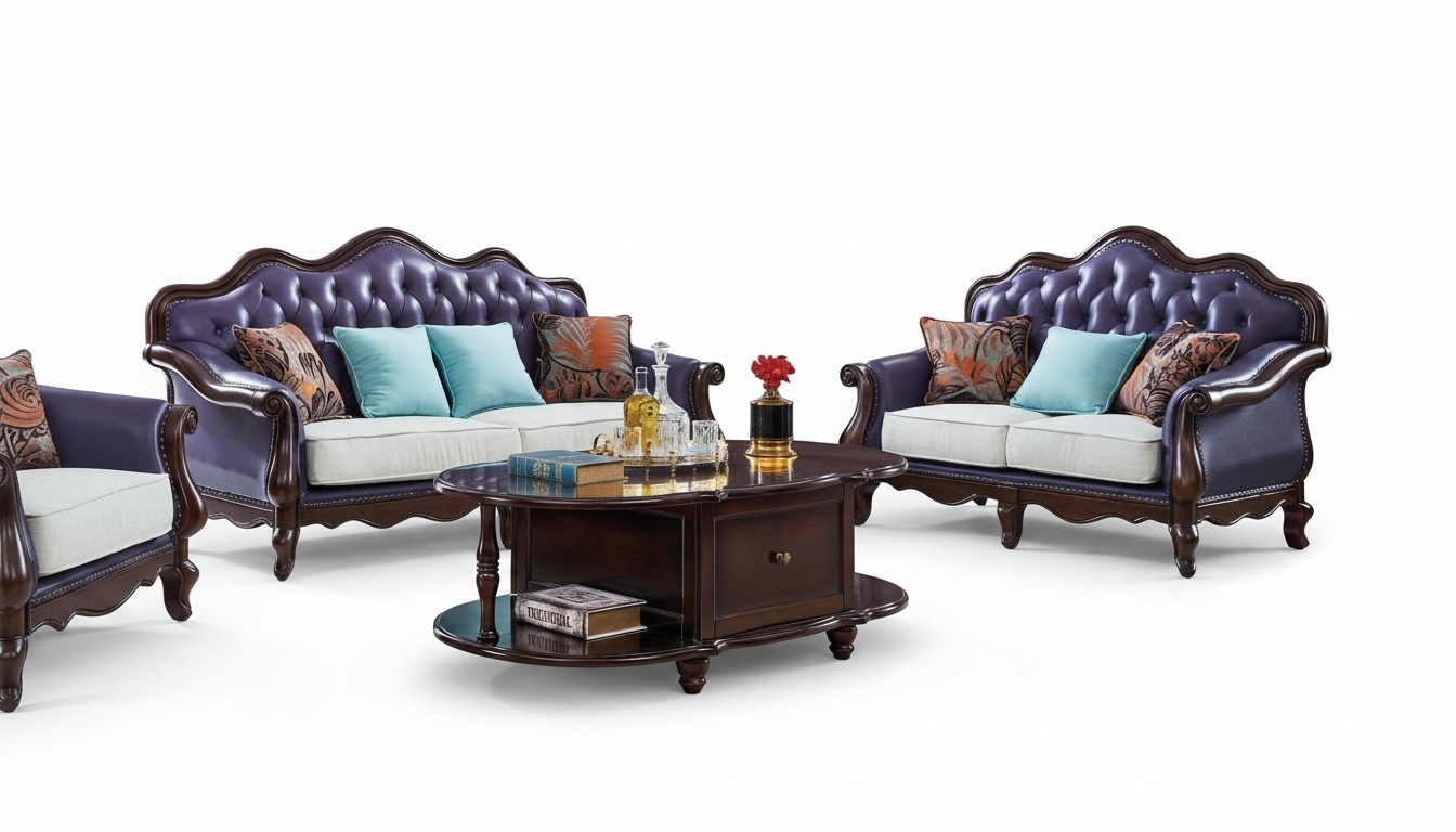 Leather Sofa Chesterfield Purple Couch Classic Sofa Set Couches Set
