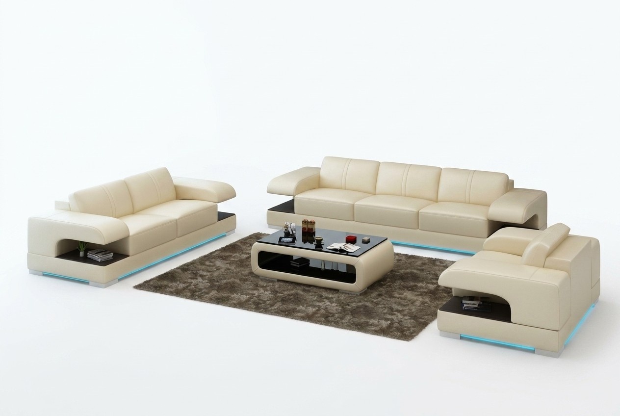 Leather sofa couch living area 321 sofa set new design modern sofa with USB