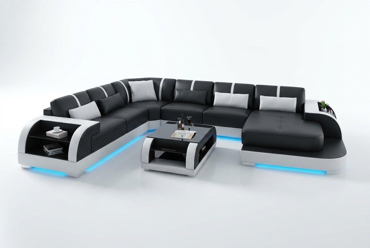 Leather Sofa Living Area Corner Sofa Corner Set Design Modern Sofa G8031