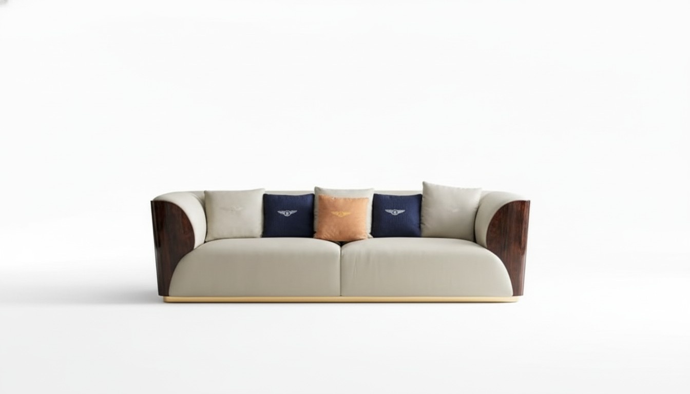 Leather Sofa Designer Sofa Upholstered Furniture Sofas Four Seater Lounge Furniture Wood