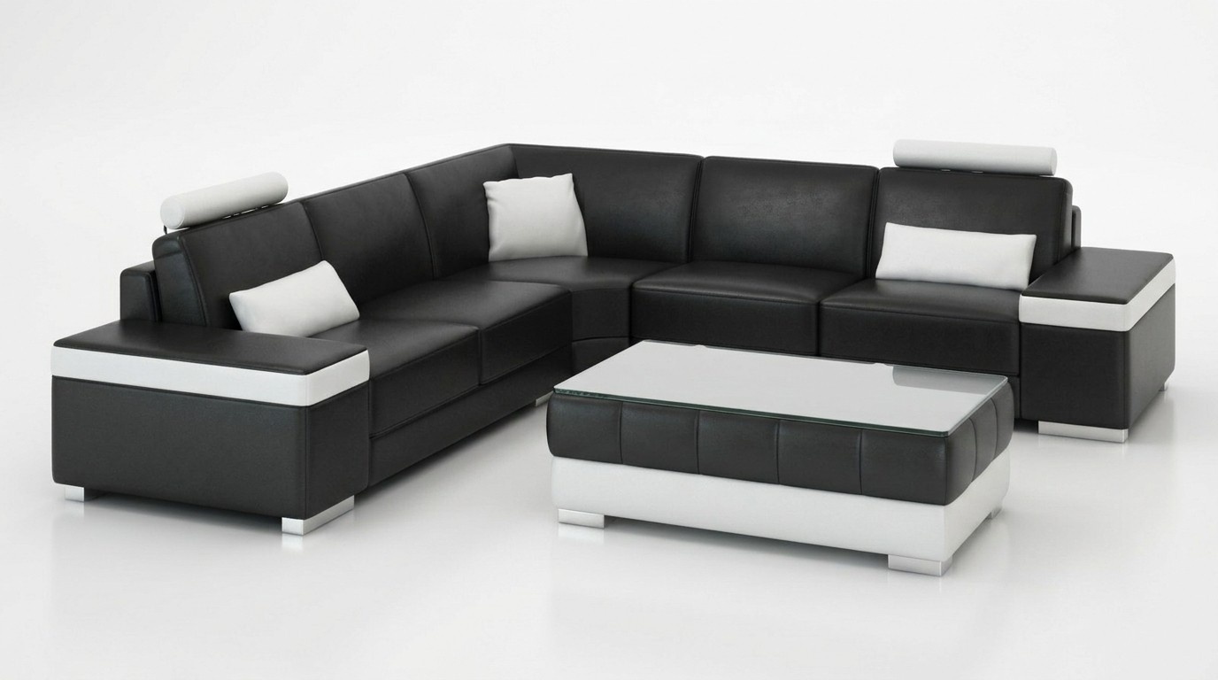 Leather Sofa Furniture L Shape Couch Living Landscape Corner Sofa Set Design Modern Sofa