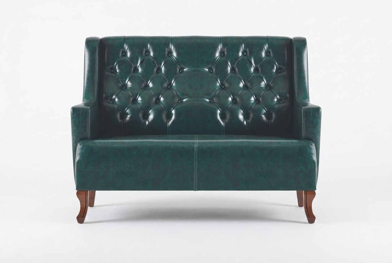 Green Leather Sofa Chesterfield Classic Leather Wood Soft Versatile Two-Seater