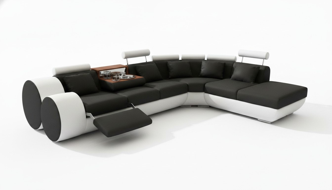 LEATHER SOFA USB SUITE XXL LIVING LANDSCAPE CORNER SOFA Custom-made