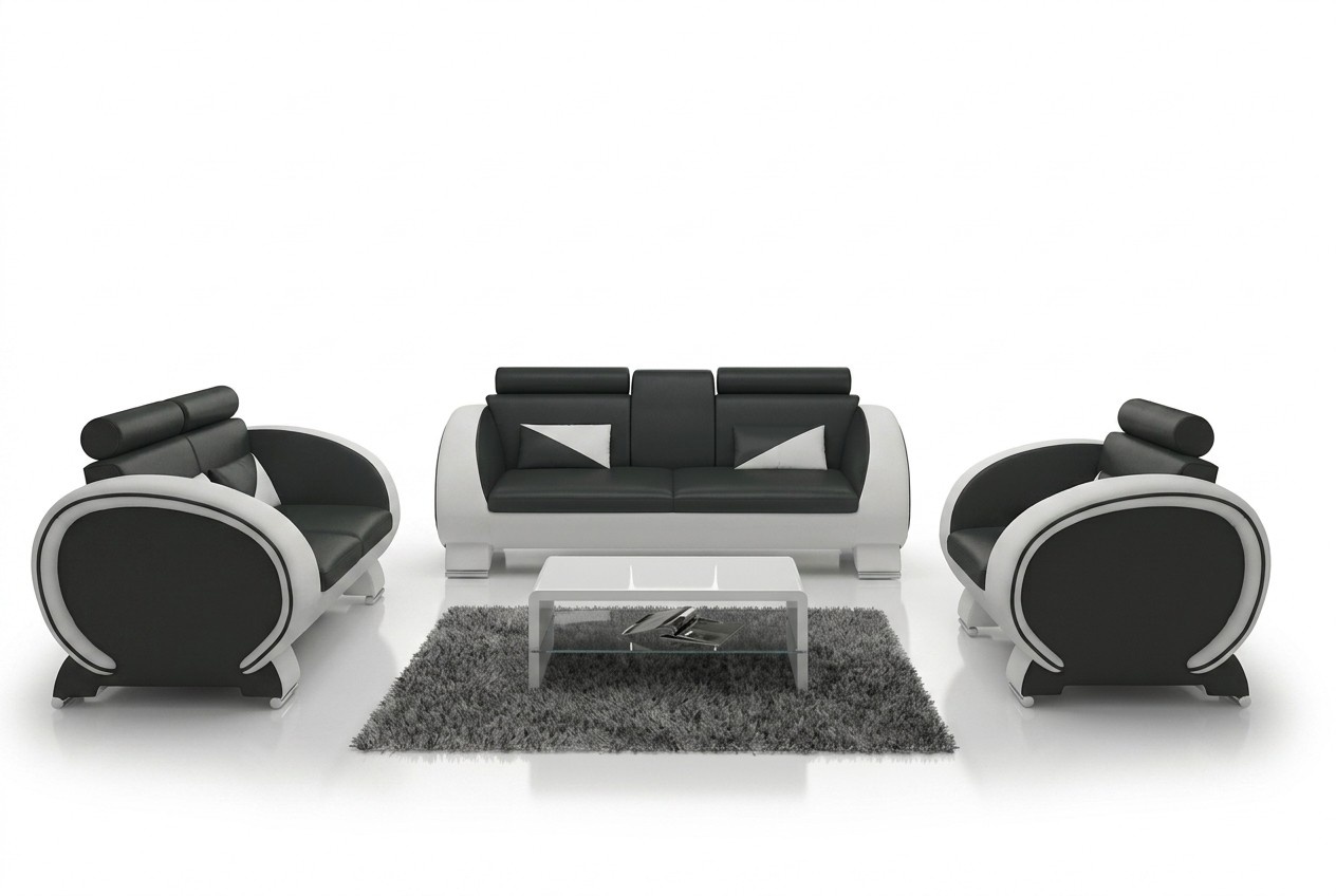 LEATHER SOFA LEATHER SOFA DESIGNER SOFA SET 3+1 COUCH UPHOLSTERY SET UPHOLSTERED SOFA