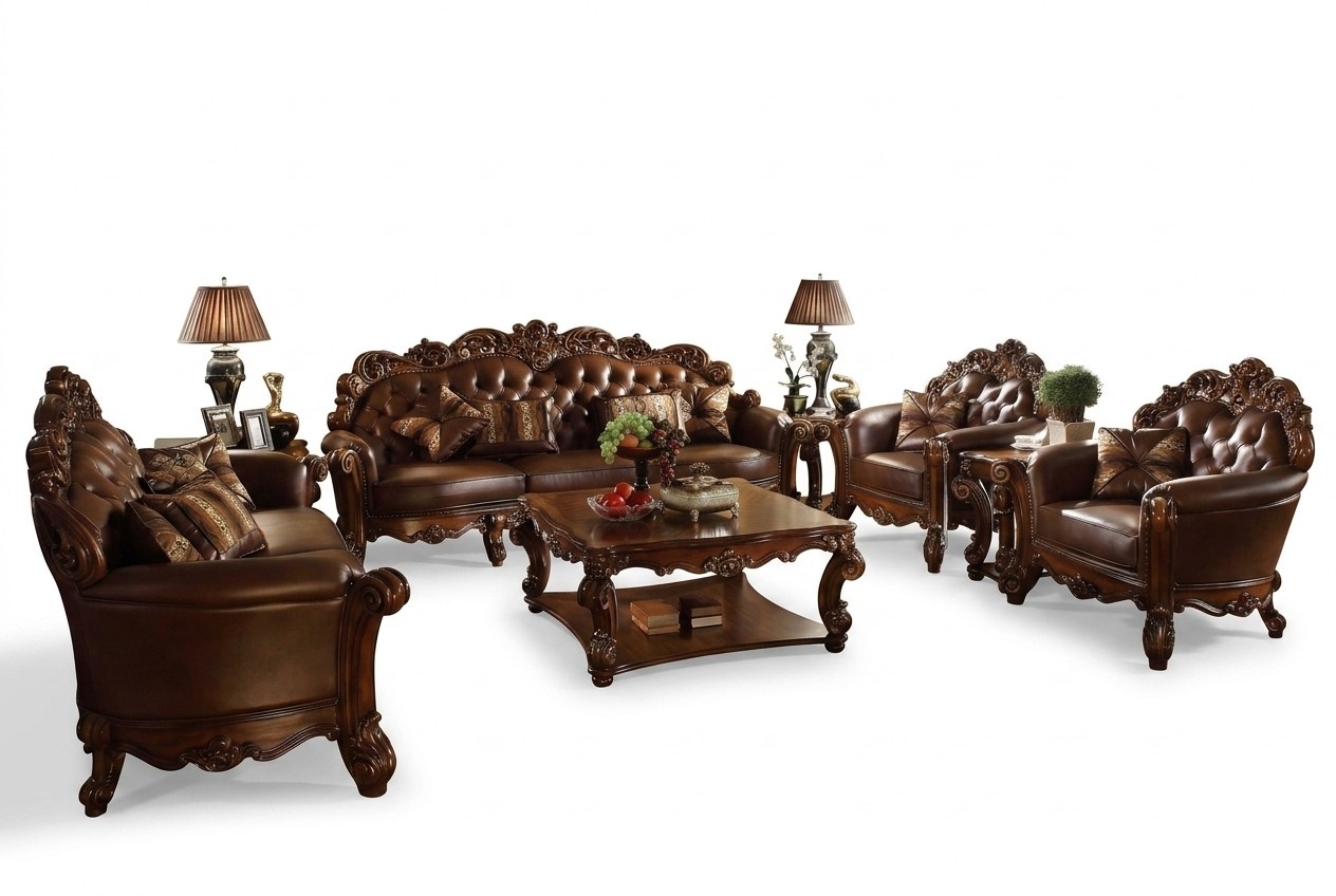 Leather sofa sofa set set group couch Chesterfield sofa baroque rococo