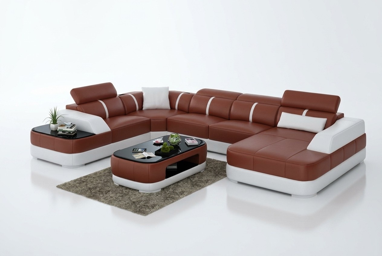Leather Sofa Upholstery Seat Corner Sofa Set Living Room Couch G8026
