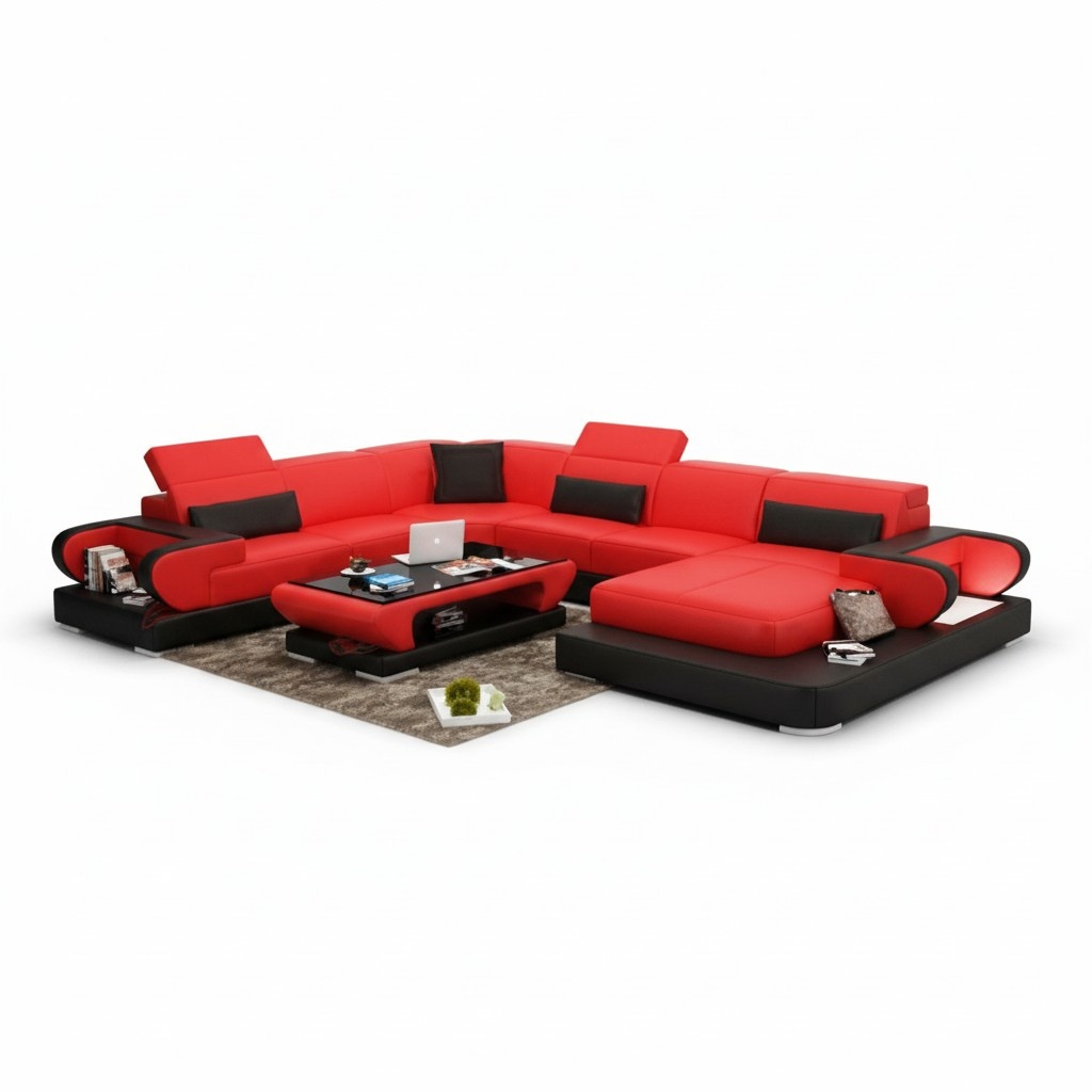 Leather sofa upholstery seating couch set corner sofa living landscape Detmold