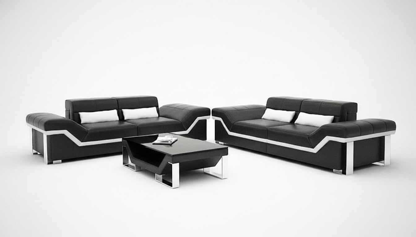 Leather sofa with USB living area 3+3 set modern design sofa K5007D