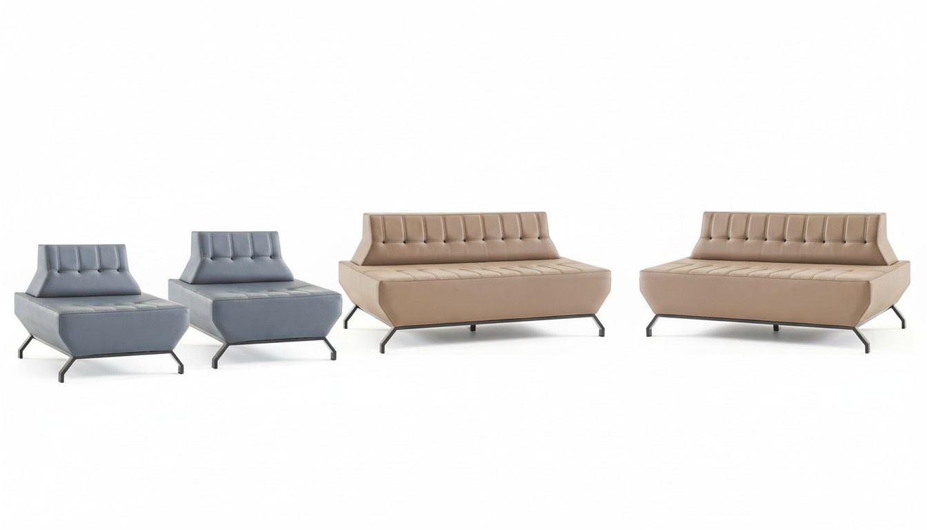 Ledesofas 2-Seater Armchair Beige Gray Chesterfield Sofas Stainless Steel