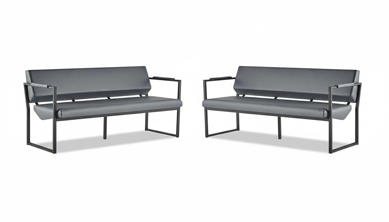 Leather sofa set 3-seater black stainless steel leather modern sofa set couch