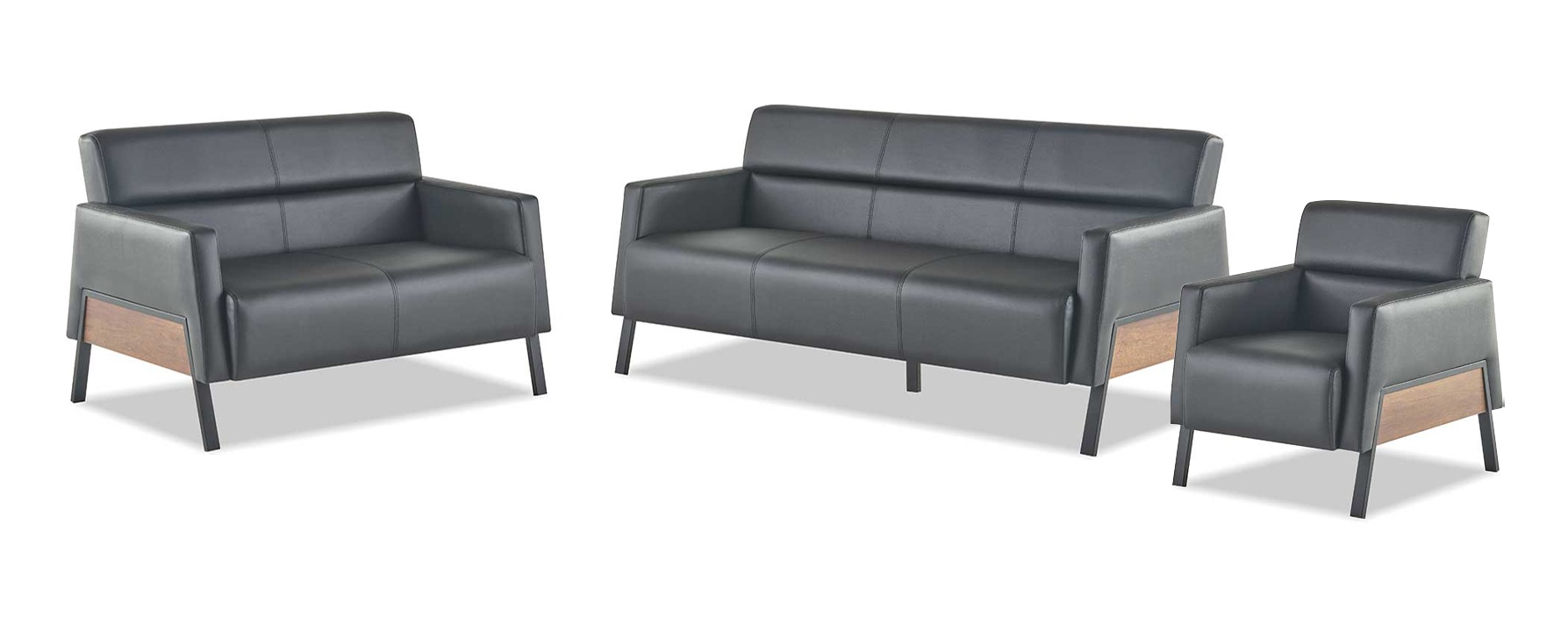 Leather sofa set black leather modern 3-seater 2-seater armchair furniture