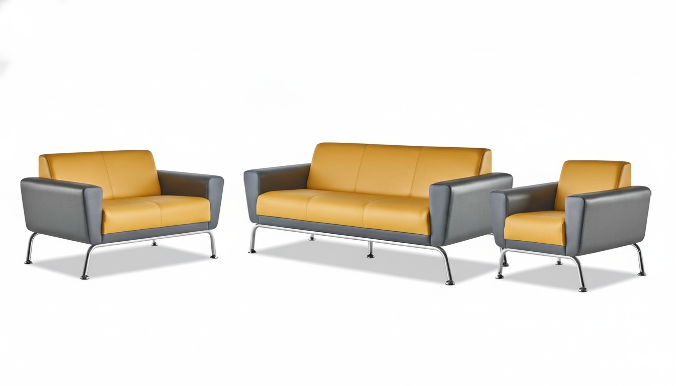 Leather sofas yellow gray sofa set 3-seater 2-seater armchair