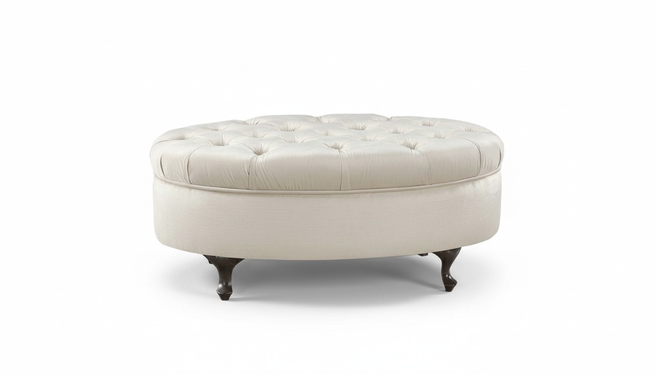 Leather Stool Round Stool Chippendale Stool Classic Ottoman - Model V-Ottoman