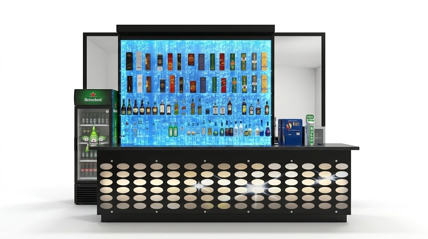 LED Shelf Bar Water Wall Column Lighted Water Walls Bar Counter Shelf Furniture