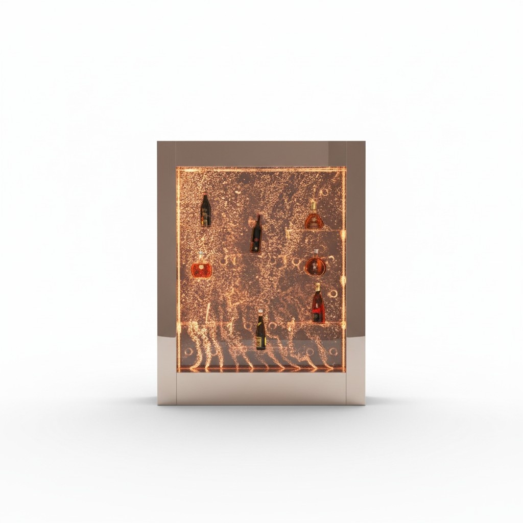 LED Water Wall Shelf Bar Furnishings Fancy Shelves Cabinet Glass Walls