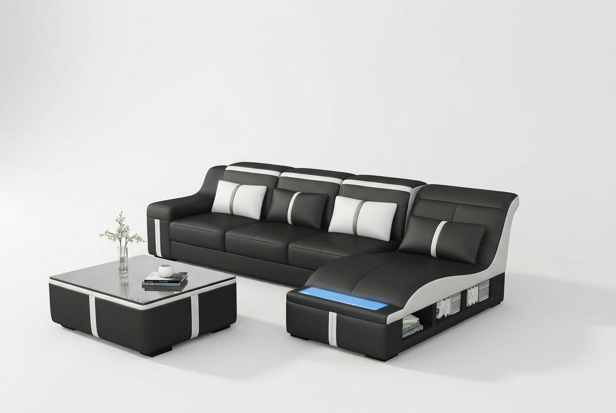 LForm Leather Living Landscape Couch Upholstery Seat Corner Sofa Large Set New