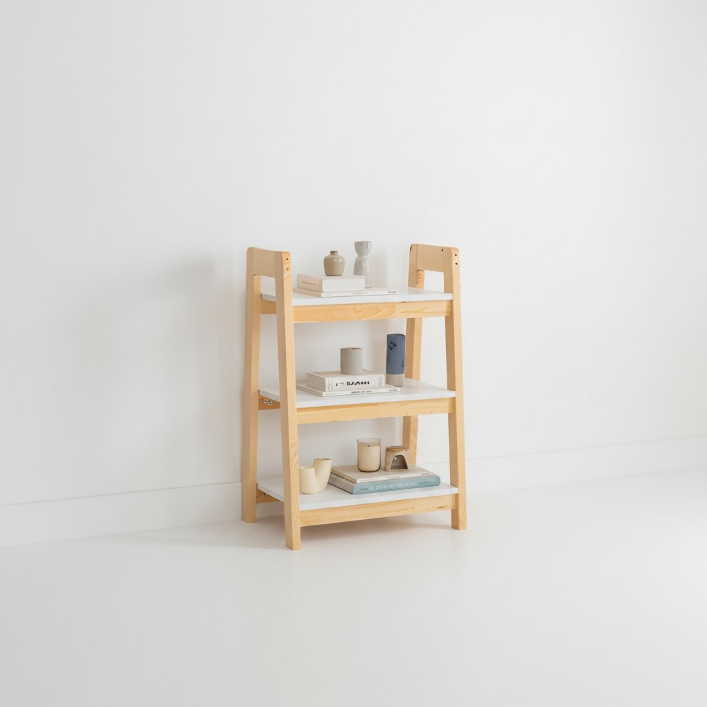 Light beige bookshelf standing shelf children\'s bookcase elegant wooden furniture