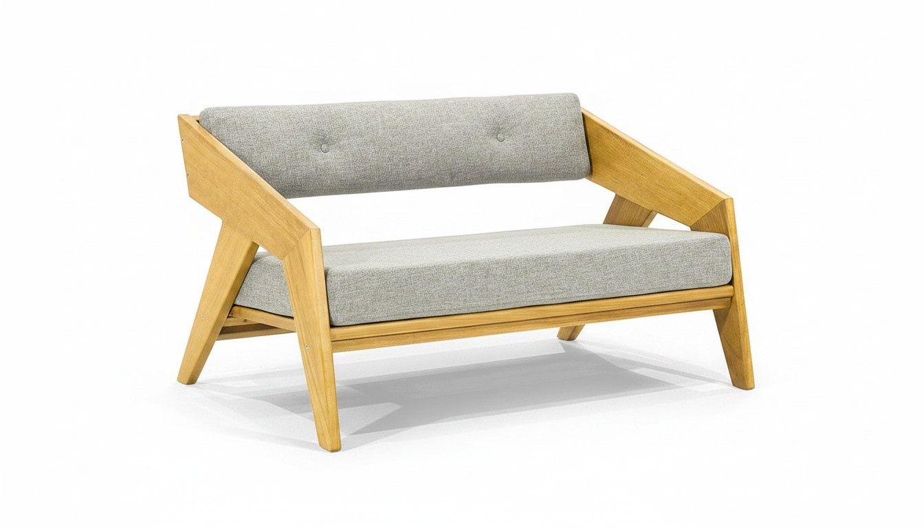 Light beige garden bench wooden bench cushion outdoor luxurious seating furniture