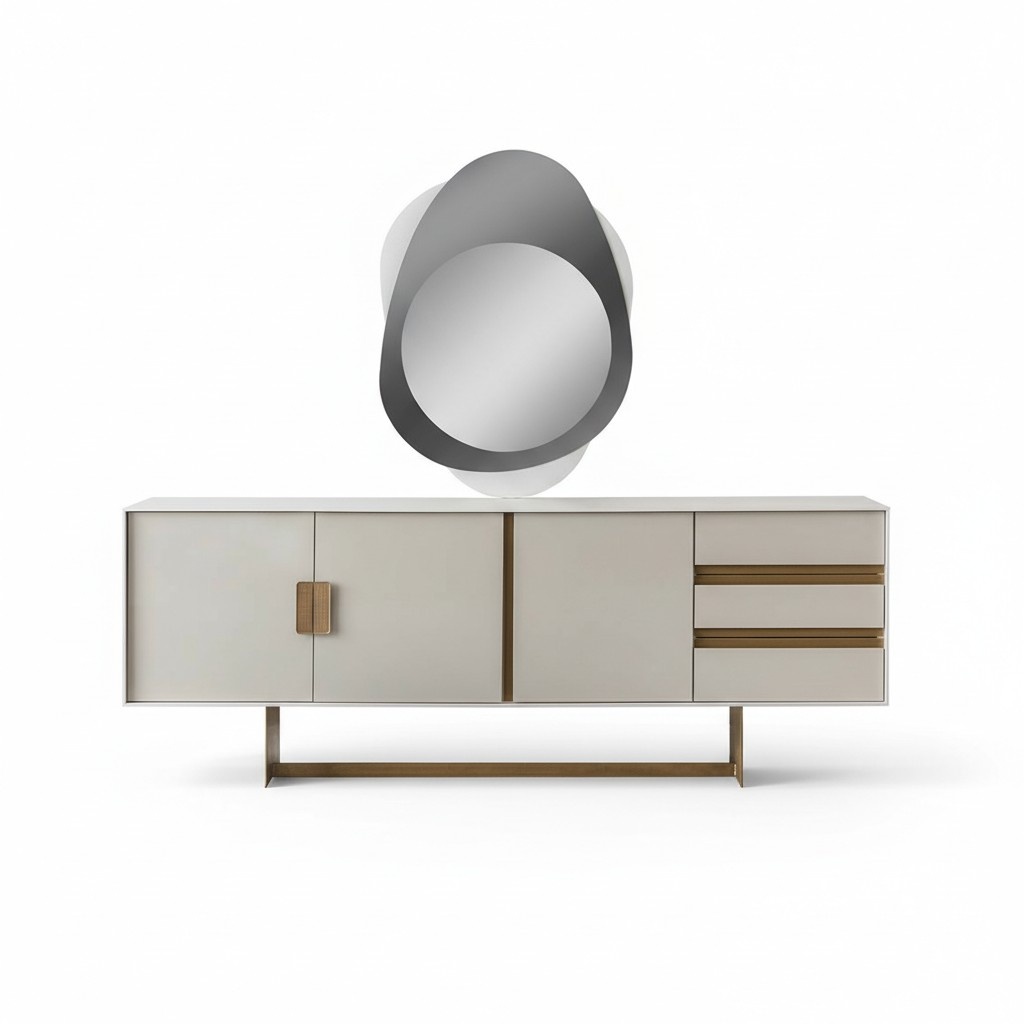 Light beige sideboard designer dining room furniture luxurious chest of drawers wooden furniture