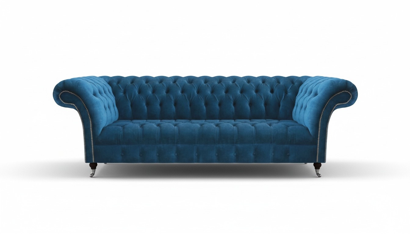 Light blue Chesterfield sofa Modern upholstered furniture Luxury Elegant seating couches