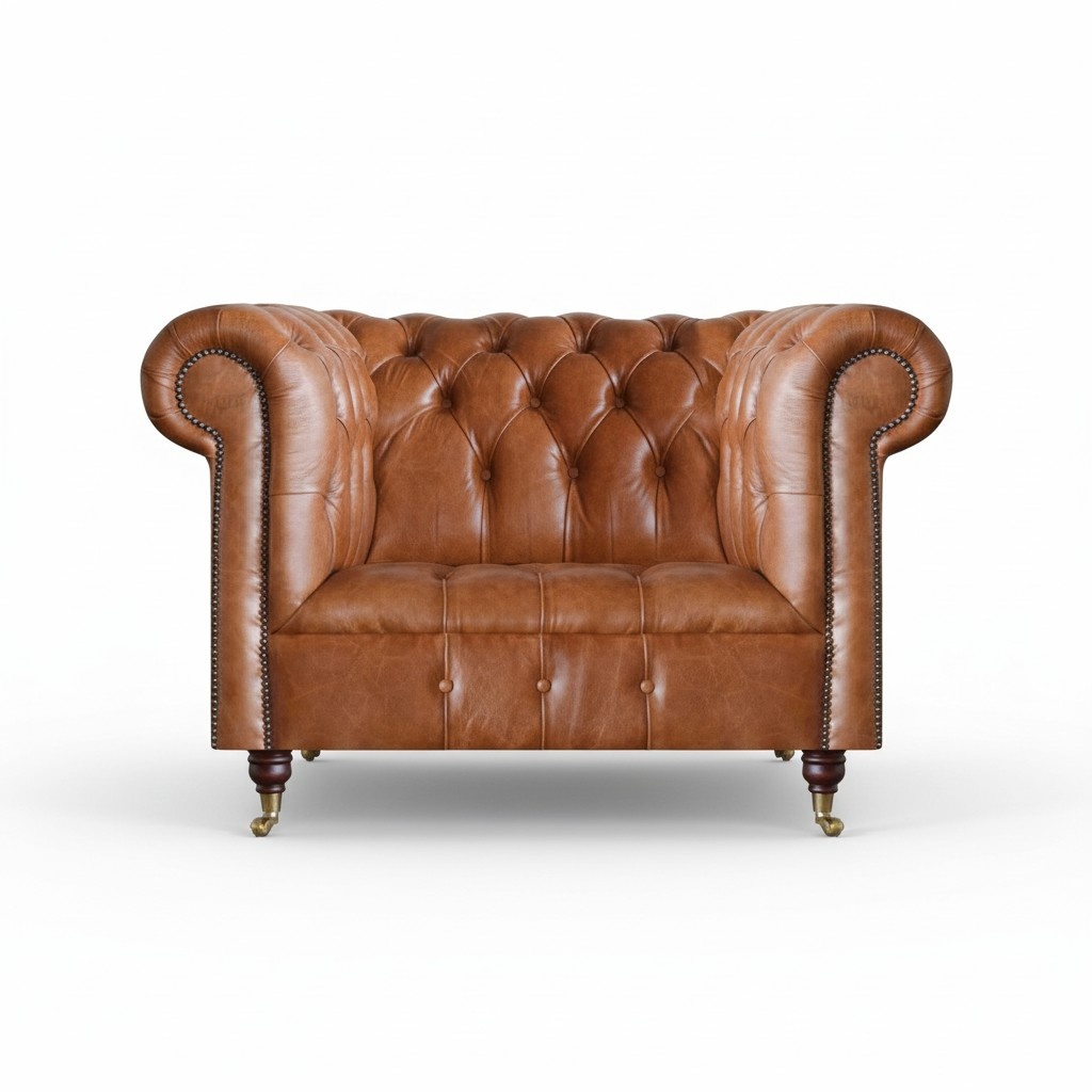 Light brown Chesterfield executive chair designer living room elegant armchair