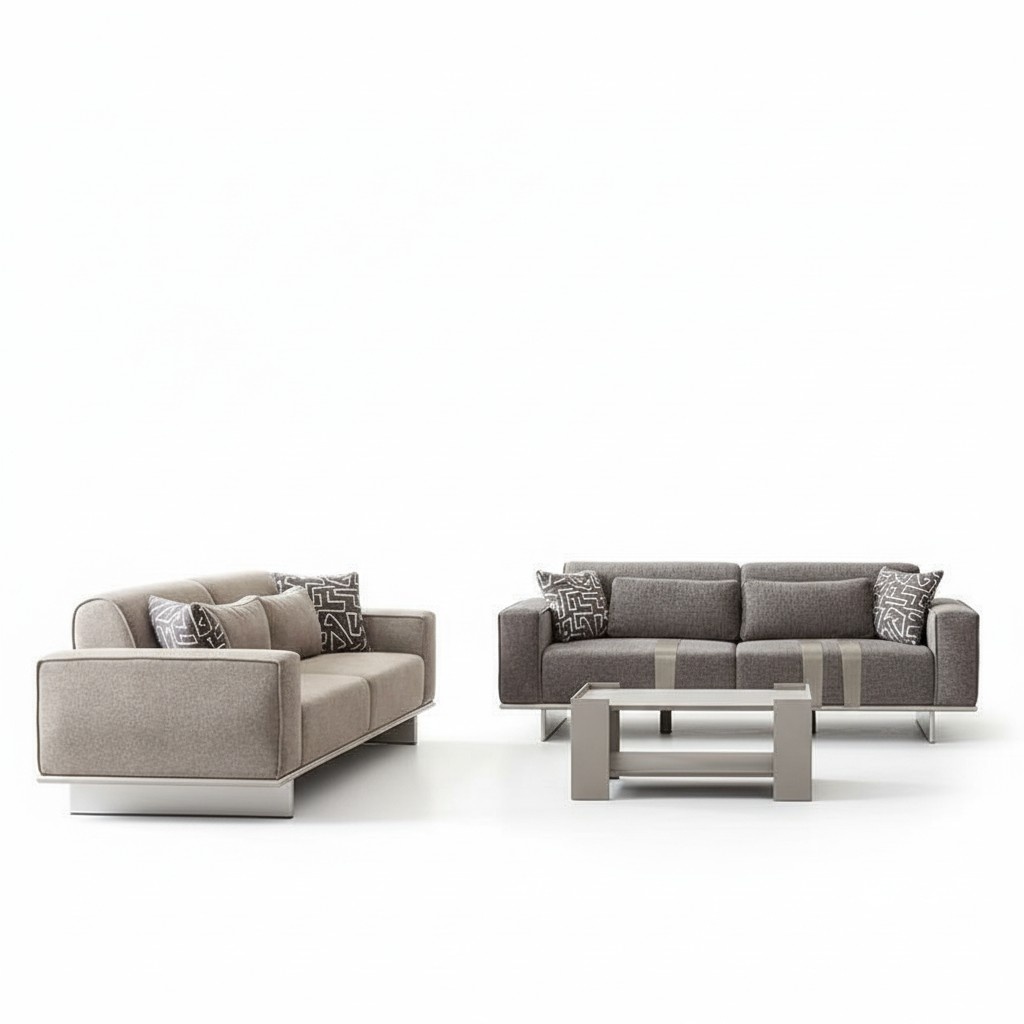 Light gray seating set upholstery fabric couch textile sofa sofa set modern 3+3