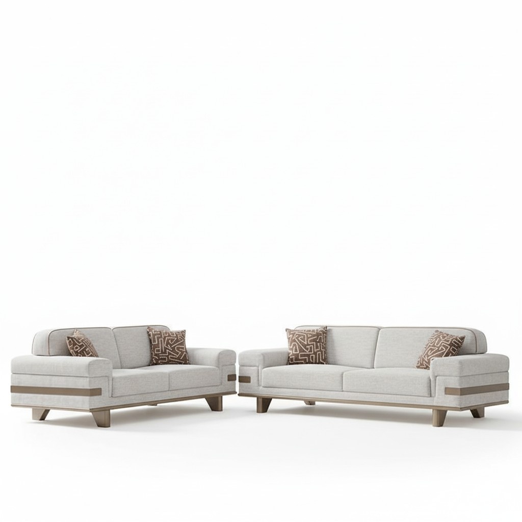 Light gray seating set Modern upholstery fabric couch textile sofa sofa set 3+3