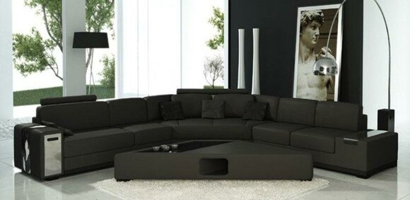 Living area XXL sofa fabric sofa big sofa leather sofa couch black Lima