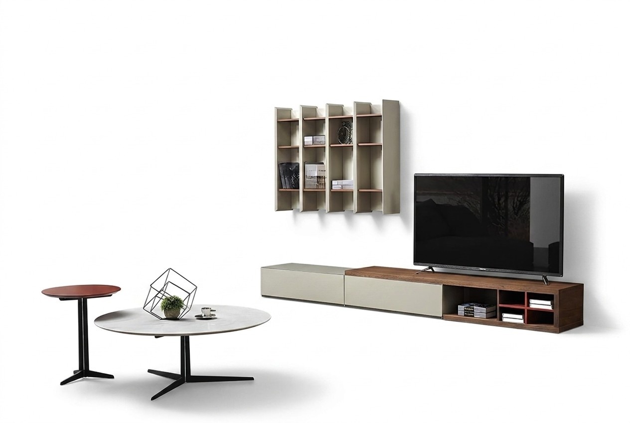 Living Room Designer Complete Set Shelf Side Board Couch Tables Wall New Shelf