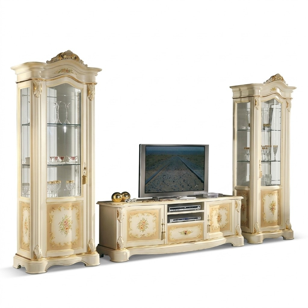 3 Pieces Set Living room 2x Display Cabinet Wall Cabinets TV Display Cabinet Design
